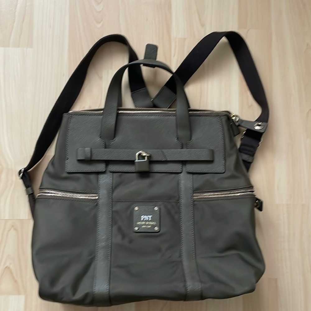Henri Bendel nylon khaki backpack